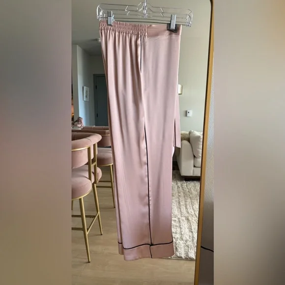 Olivia Von Halle Coco Oyster Black Pajama Set - Size 3 Medium US 8 - Picture 7 of 9